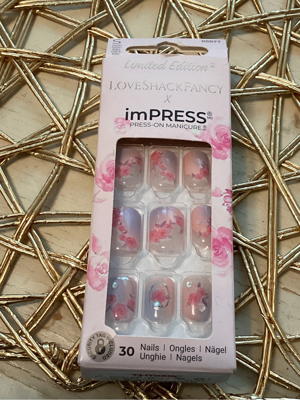 imPRESS LoveShackFancy Press-On Nails - Pink Floral (30 Nails)